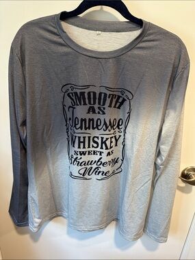 Gray Ombre Long Sleeve Tee with Tennessee Whiskey Graphic